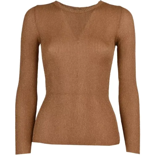 Ribbed Lurex Boatneck Sweater , female, Sizes: L, M - Twinset - Modalova
