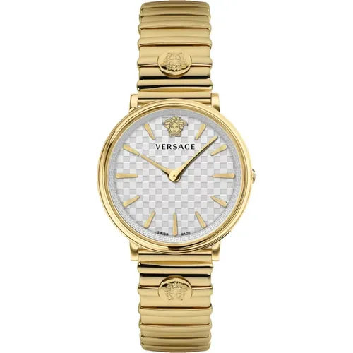 V-Circle Gold Stainless Steel Watch , female, Sizes: ONE SIZE - Versace - Modalova
