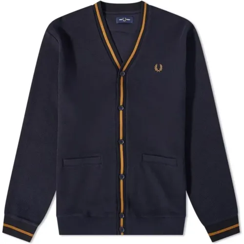 Men`s Cardigan with Contrast Trim , male, Sizes: L - Fred Perry - Modalova
