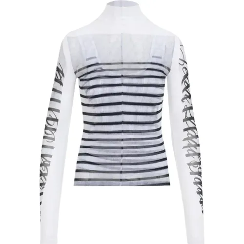 Bedrucktes Mesh Langarm Top , Damen, Größe: S - Jean Paul Gaultier - Modalova