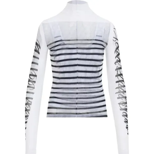 Printed Mesh Long Sleeve Top , female, Sizes: S, M, XS - Jean Paul Gaultier - Modalova