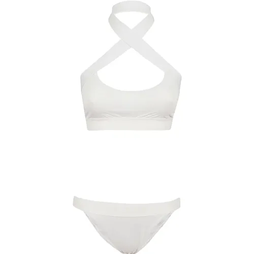 Off , Coconut Milk Logo Band Cross Bikini , female, Sizes: 2XS, S, XS - Off White - Modalova