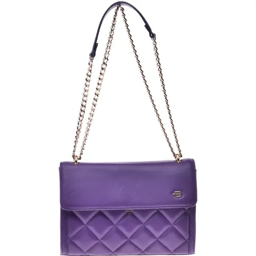 Lilac Calf Leather Shoulder Bag , female, Sizes: ONE SIZE - Baldinini - Modalova
