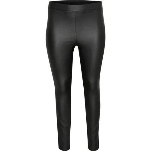 Slim-fit Coated Jeggings Schwarz Tief , Damen, Größe: 3XL - Kaffe Curve - Modalova