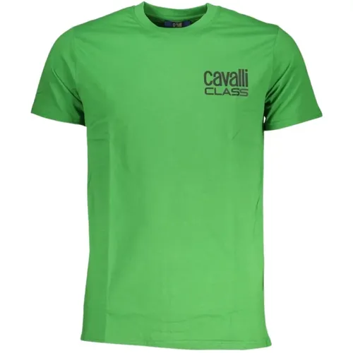 Grünes Baumwoll-Logo-Print-T-Shirt , Herren, Größe: 2XL - Cavalli Class - Modalova