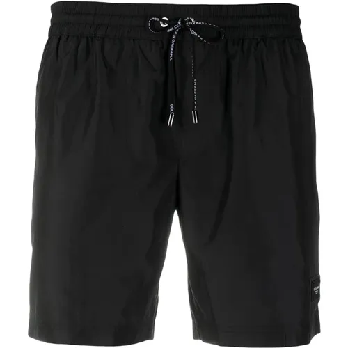 Beach-ready Swim Shorts with Logo Patch , male, Sizes: S - Dolce & Gabbana - Modalova