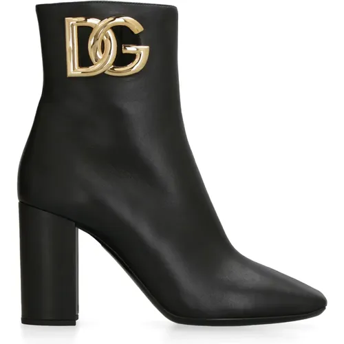 Nappa Ankle Boots Cut-Out Detail , female, Sizes: 6 UK, 5 UK, 7 UK, 4 UK, 5 1/2 UK - Dolce & Gabbana - Modalova