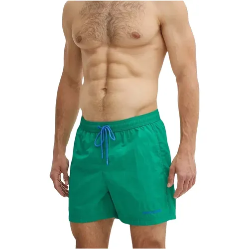 Bestickte Logo-Badeshorts - Slim Fit , Herren, Größe: M - Tommy Jeans - Modalova