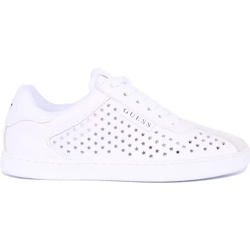 Leather Sneakers with Star Detailing , female, Sizes: 7 UK - Guess - Modalova