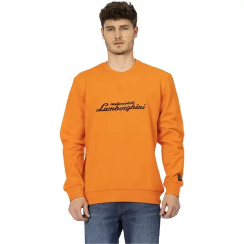 Rundhals-Sweatshirt Frontdruck Logo Ärmel,Sweatshirt mit Rundhalsausschnitt und Frontdruck - AUTOMOBILI LAMBORGHINI - Modalova