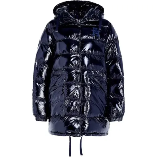 Glänzende gesteppte Kapuzenjacke , Damen, Größe: M - Tommy Hilfiger - Modalova