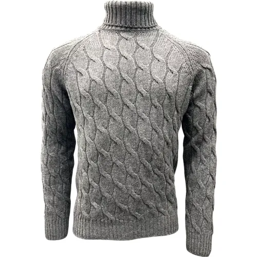 Winter Grauer Zopfstrick Rollkragen Pullover , Herren, Größe: XL - Gran Sasso - Modalova