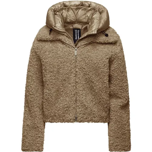 Short Coat in Sherpa Fleece with Hood , female, Sizes: M, L, S - BomBoogie - Modalova