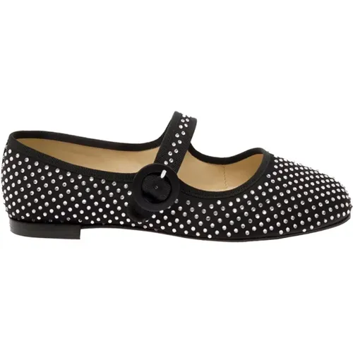 Schwarze Mary-Jane Rhinestone Flache Schuhe , Damen, Größe: 37 1/2 EU - Repetto - Modalova