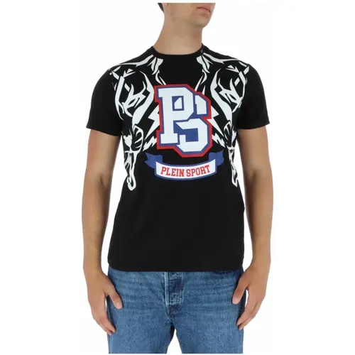 Schwarzes Print T-Shirt , Herren, Größe: S - Plein Sport - Modalova