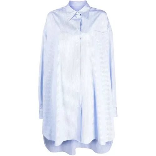 Hellblaues Hemdkleid mit Blauen Streifen - Maison Margiela - Modalova