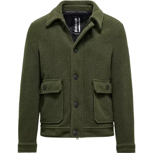 Boiled Wool Effect Shirt-Jacket , male, Sizes: XL, 2XL, S - BomBoogie - Modalova