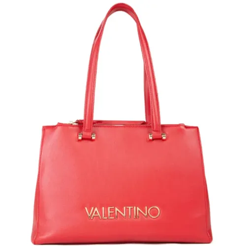 Rote Handtasche mit goldener Valentino-Inschrift - Valentino by Mario Valentino - Modalova