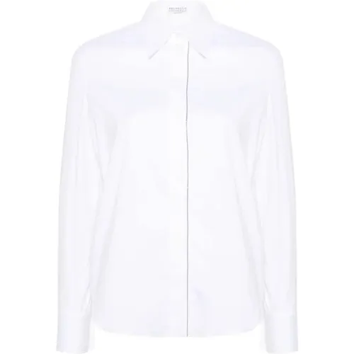 Weiße Baumwollhemd mit Vorderverschluss - BRUNELLO CUCINELLI - Modalova