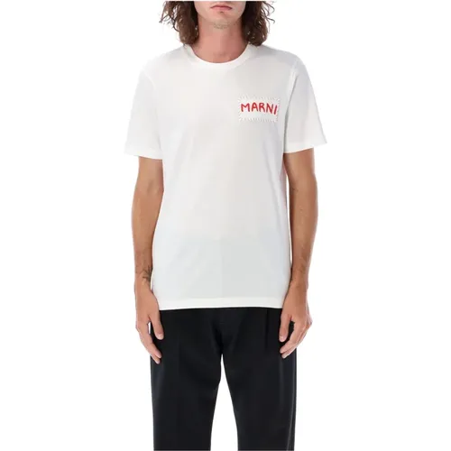 Weißes Box Logo T-Shirt , Herren, Größe: M - Marni - Modalova