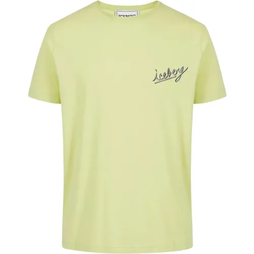 Lime T-Shirts,Schwarzes T-Shirt mit Logo - Iceberg - Modalova