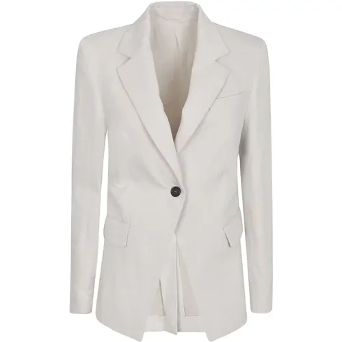 Light Grey Cotton-Linen Blend Outerwear , female, Sizes: S, M - BRUNELLO CUCINELLI - Modalova