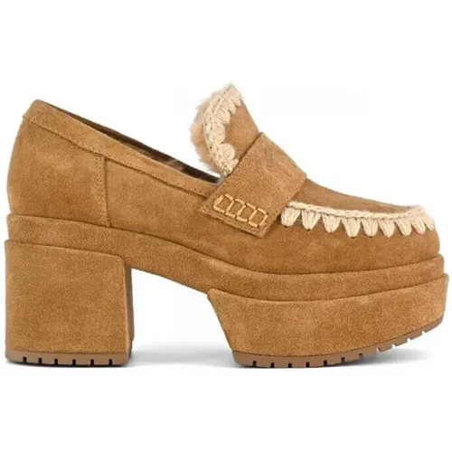 Platform Loafer Elegant Handgefertigt Wildleder , Damen, Größe: 40 EU - Mou - Modalova