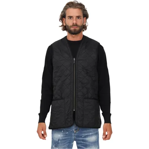 Schwarze ärmellose Jacke mit Fleecefutter , Herren, Größe: M - Barbour - Modalova