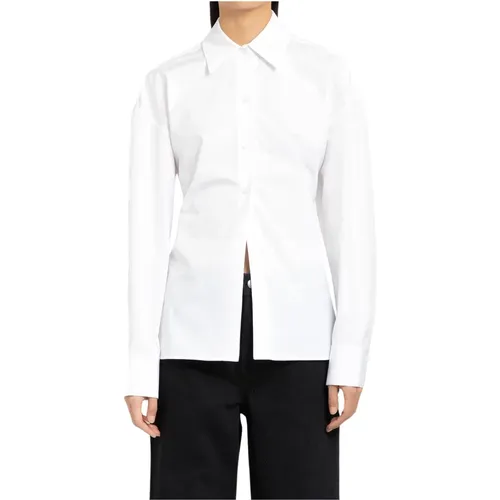 Weiße Cinched Taillenhemd mit Strickkombination - alexander wang - Modalova