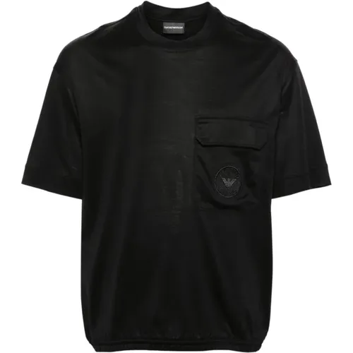 Schwarzes Jersey Crew Neck T-Shirt , Herren, Größe: M - Emporio Armani - Modalova