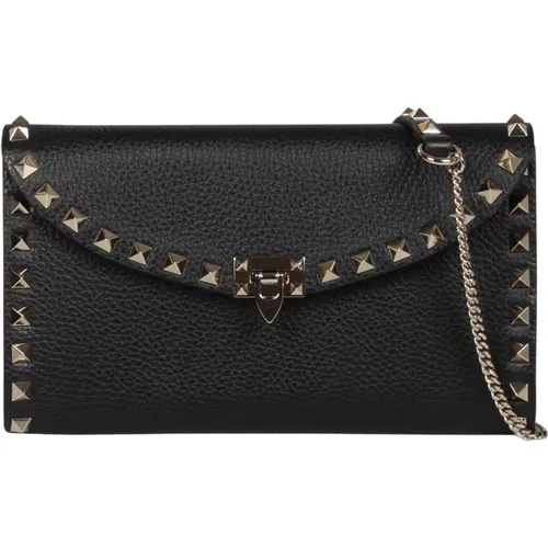 Rockstud Chain Calfskin Clutch Bag , female, Sizes: ONE SIZE - Valentino Garavani - Modalova