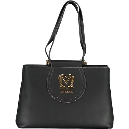 Schwarze Polyethylen-Handtasche mit kontrastierenden Details - Love Moschino - Modalova