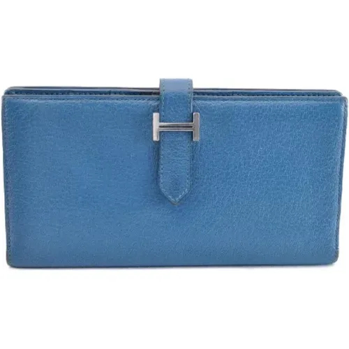 Gebrauchte Blaue Lederbrieftasche - Hermès Vintage - Modalova