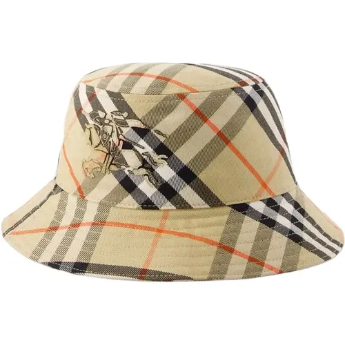 Bias Check Bucket Hat,Karierte Bucket Hat mit Reiter Patch - Burberry - Modalova