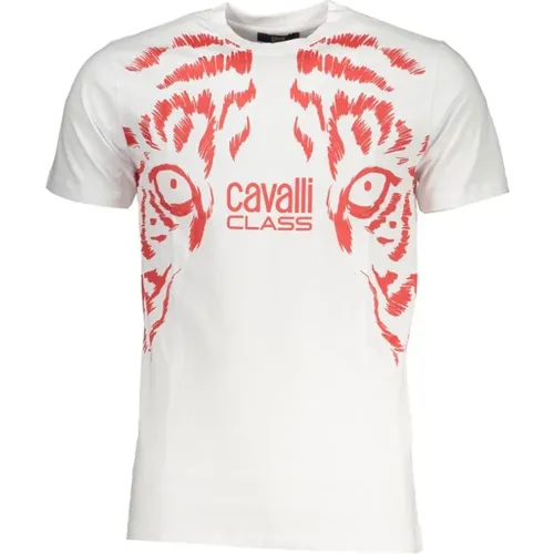 Bedrucktes Logo Rundhals T-Shirt , Herren, Größe: L - Cavalli Class - Modalova