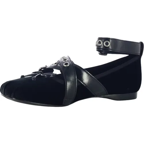 Schwarze flache Schuhe mit Knöchelriemen , Damen, Größe: 40 EU - Jeffrey Campbell - Modalova