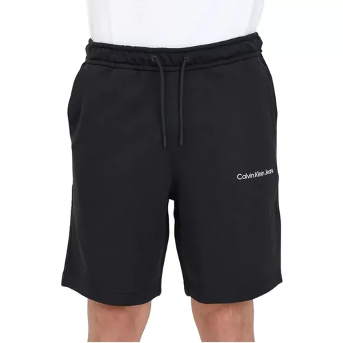 Schwarze Shorts mit Logo-Print für Herren , Herren, Größe: M - Calvin Klein Jeans - Modalova