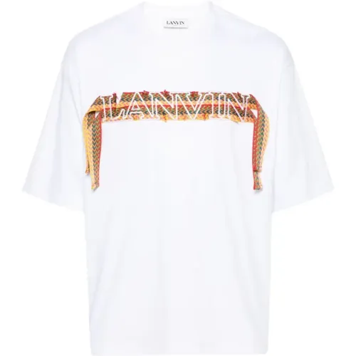 Weiße Oversized Curb T-shirt Herringbone , Herren, Größe: L - Lanvin - Modalova
