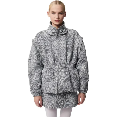 Elegante Jacquard-Muster Jacke , Damen, Größe: Xs/S - Bizuu - Modalova