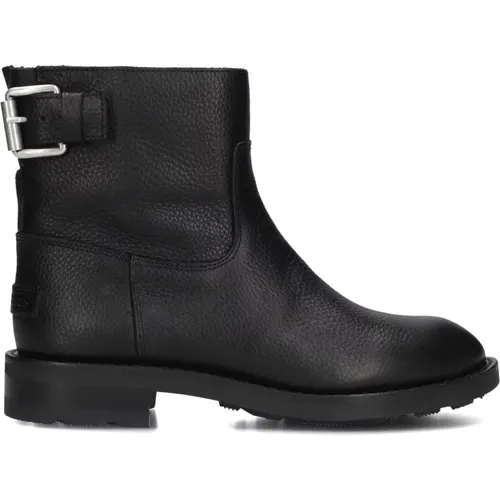 Schwarze Leder Damen Stiefeletten - Shabbies - Modalova