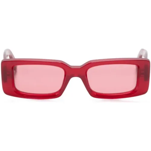 Rote Sonnenbrille mit Original-Etui , unisex, Größe: 50 MM - Off White - Modalova