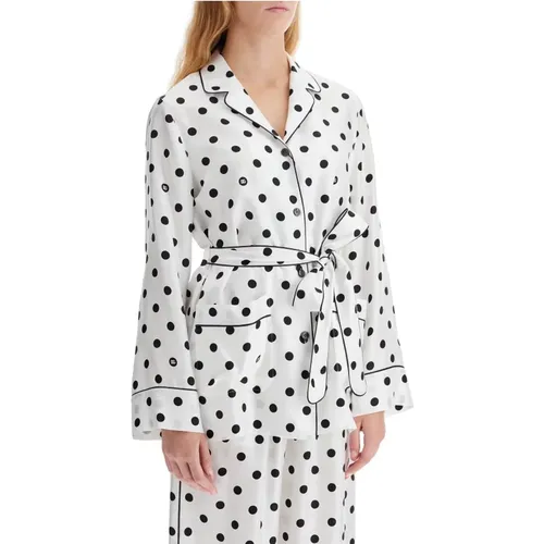 Polka Dot Silk Pajama Shirt , female, Sizes: XS, S - Dolce & Gabbana - Modalova