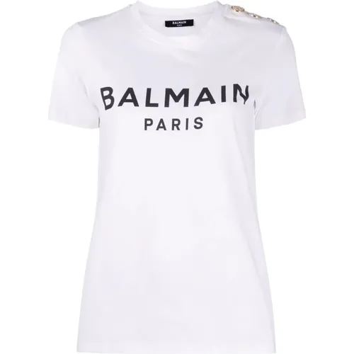 Btn printed t-shirt , female, Sizes: L, M, XS, S - Balmain - Modalova
