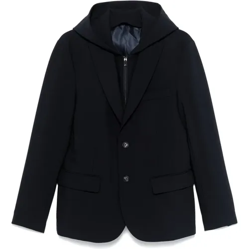 Detachable Hooded Jacket with Zip Closure , male, Sizes: 3XL, L, 2XL, 4XL, XL - Emporio Armani - Modalova