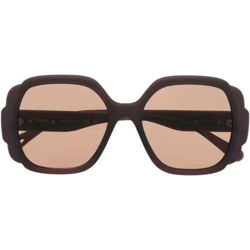 Earth Square-Frame Sunglasses , female, Sizes: 55 MM, ONE SIZE - Chloé - Modalova