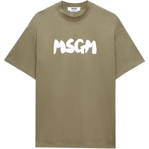 Logo Print Crew Neck T-shirt , male, Sizes: S - Msgm - Modalova