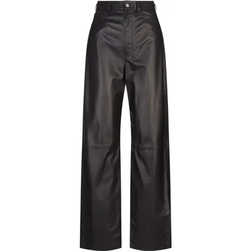 Leather Straight Leg Trousers , female, Sizes: XS - Fabiana Filippi - Modalova