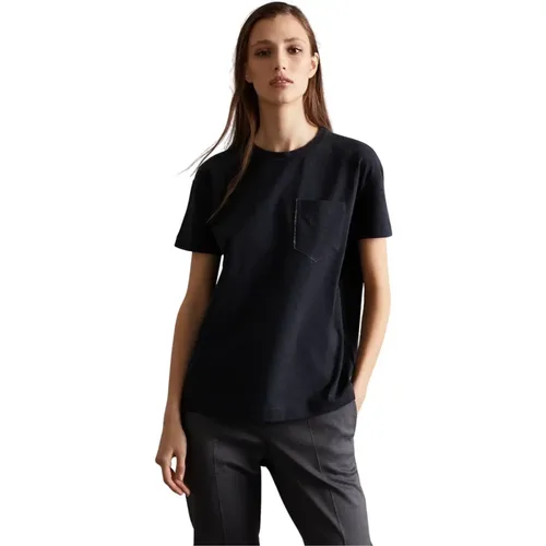 Shiny Shadow Pocket T-Shirt , female, Sizes: M - BRUNELLO CUCINELLI - Modalova