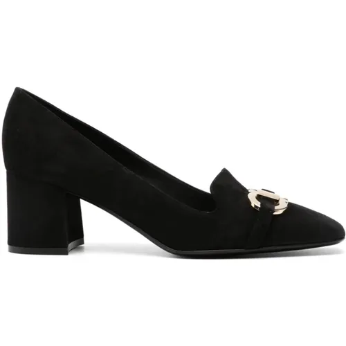 Schwarze Wildleder Gancini Pumps 60mm Absatz , Damen, Größe: 39 EU - Salvatore Ferragamo - Modalova