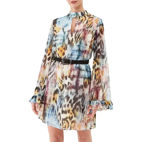 Leopard Orbit Print Kleid , Damen, Größe: S - Guess - Modalova
